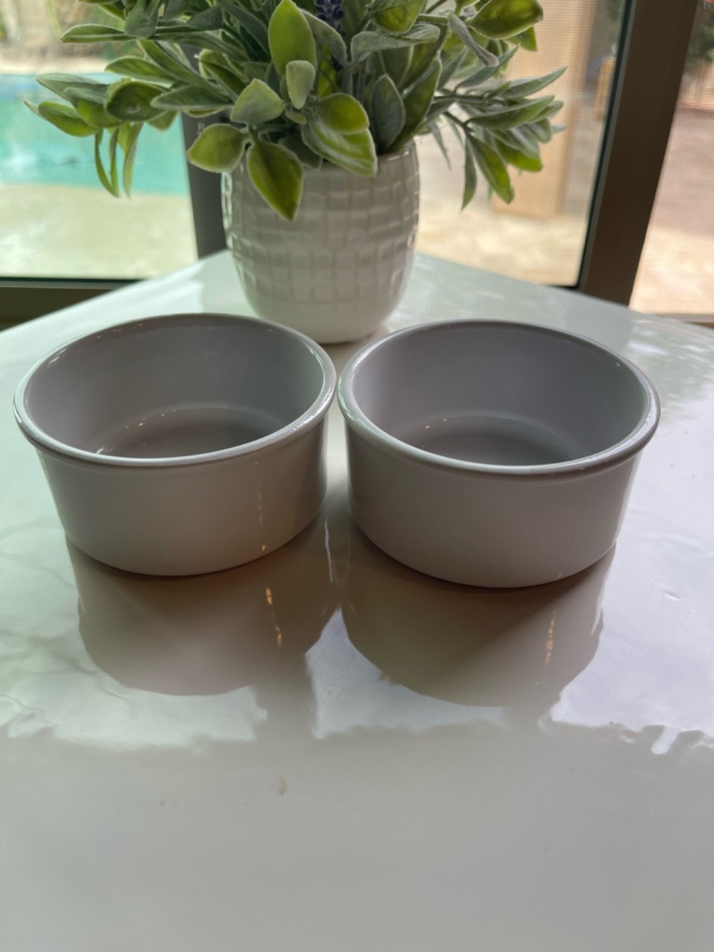 White Glazed Terracotta Ramekins with storage lids - Set of 2